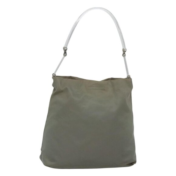 PRADA Shoulder Bag Nylon Plastic Gray Clear Auth bs25567